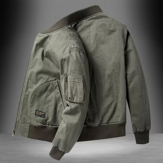 Herren Baumwoll-Canvas Bomberjacke mit Ärmeltasche und Rippbündchen Shop Nory