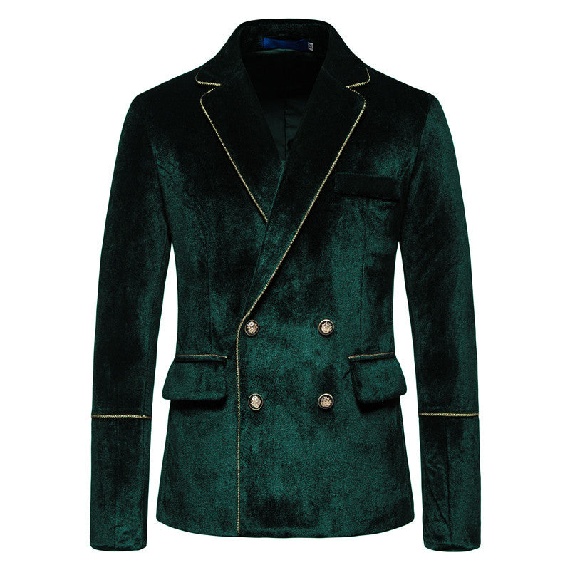 Herren Samtanzug mit goldenen Details und klassischem Revers