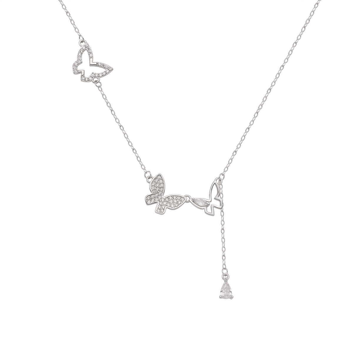 Damen Halskette mit filigranem Schmetterlingsdesign und funkelnden Zirkoniasteinen Shop Nory