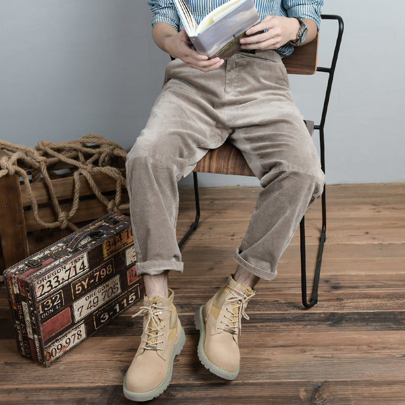 Herren Wildleder-Textil Combat-Boots mit profilierter Gummisohle Shop Nory