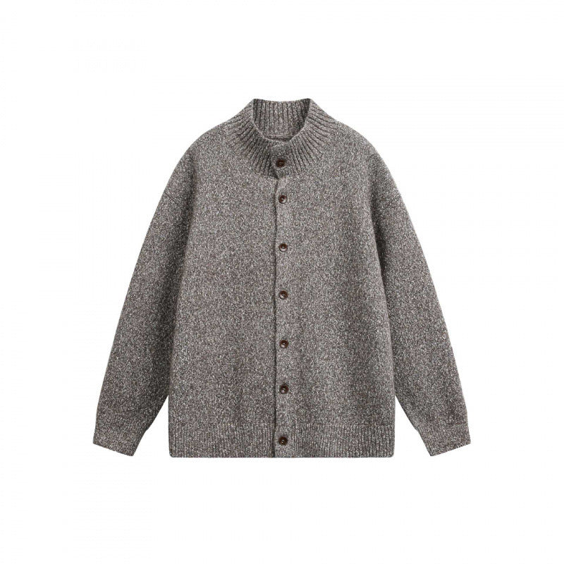 Unisex Grobgestrickte Oversize-Strickjacke mit Stehkragen und durchgehender Knopfleiste Shop Nory