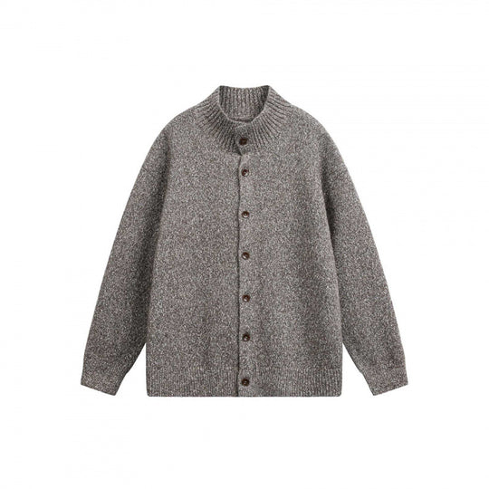 Unisex Grobgestrickte Oversize-Strickjacke mit Stehkragen und durchgehender Knopfleiste Shop Nory