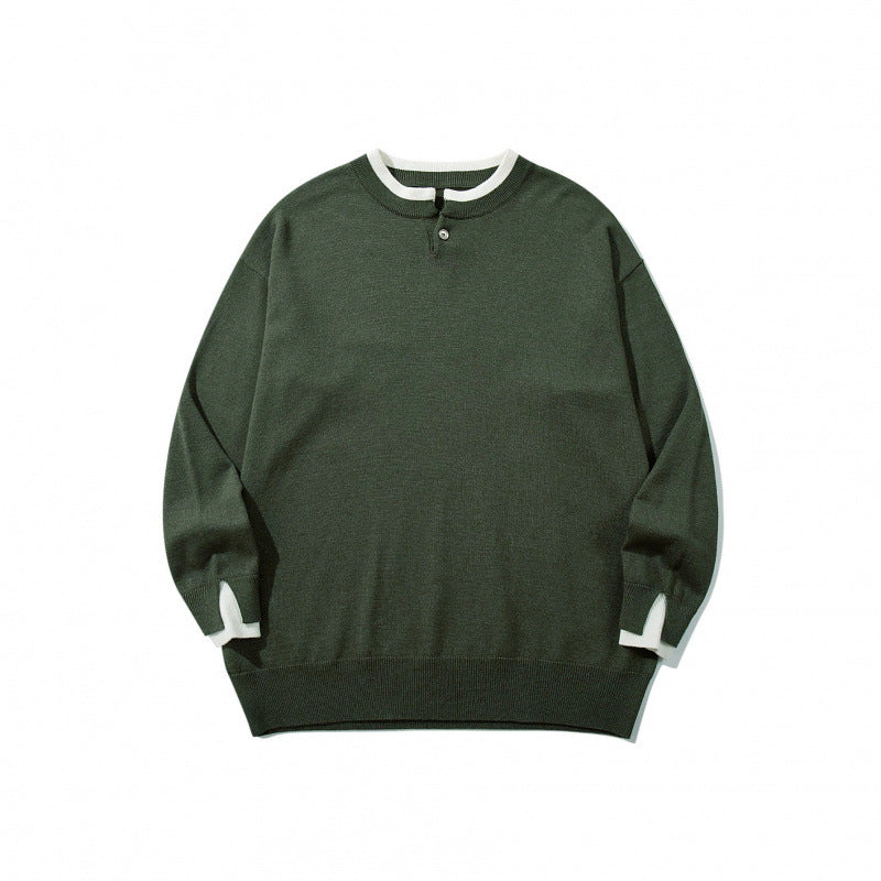 Unisex Oversize Feinstrickpullover mit Henley-Knopfleiste und Schlitzbündchen Shop Nory