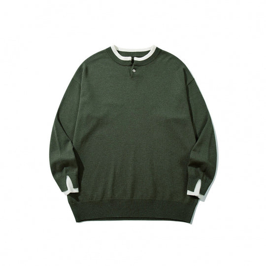 Unisex Oversize Feinstrickpullover mit Henley-Knopfleiste und Schlitzbündchen Shop Nory