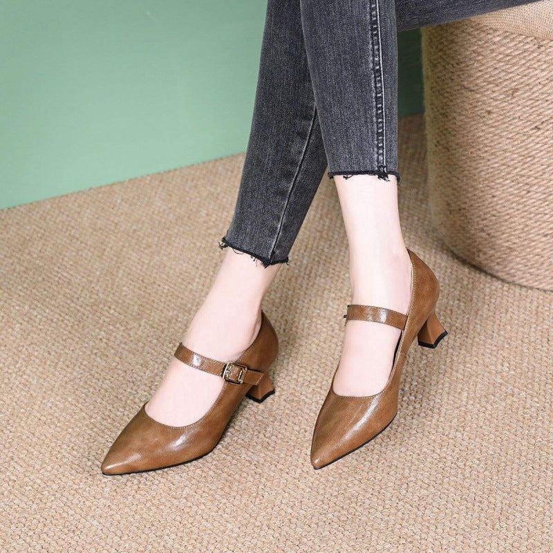 Damen Elegante Mary Jane Pumps mit dezentem Schnallen-Detail