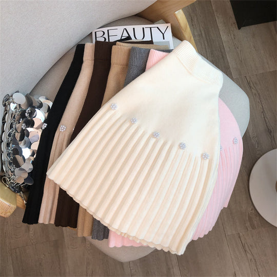 Damen Plissierter Rock mit dekorativen Perlen Shop Nory