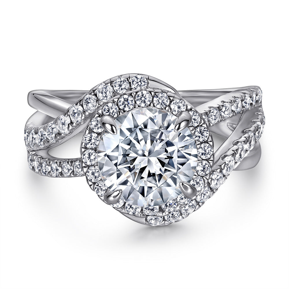 Damenring mit quadratischem Kristall und funkelndem Zirkonia-Besatz Shop Nory