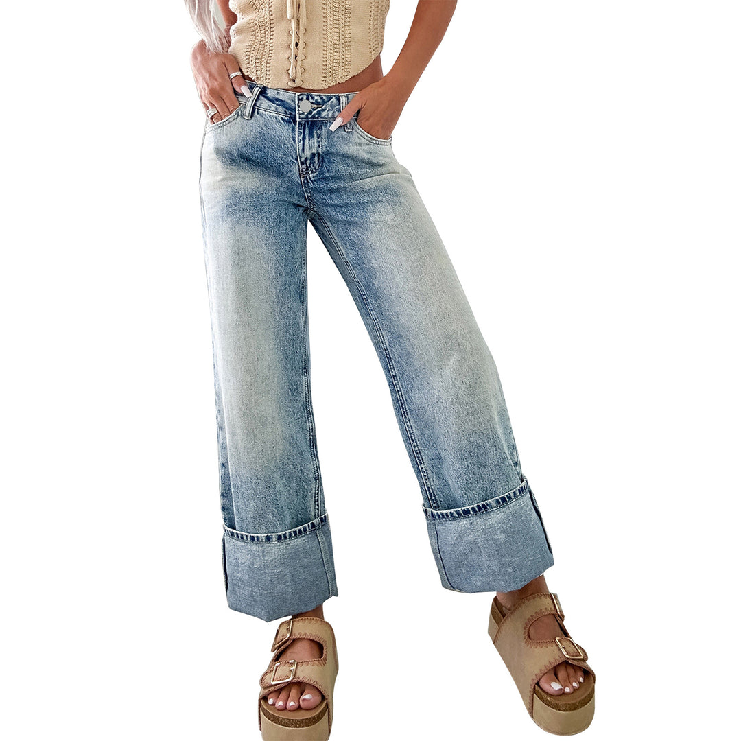 Damen Weite High-Waist Jeans mit breitem Umschlag Shop Nory