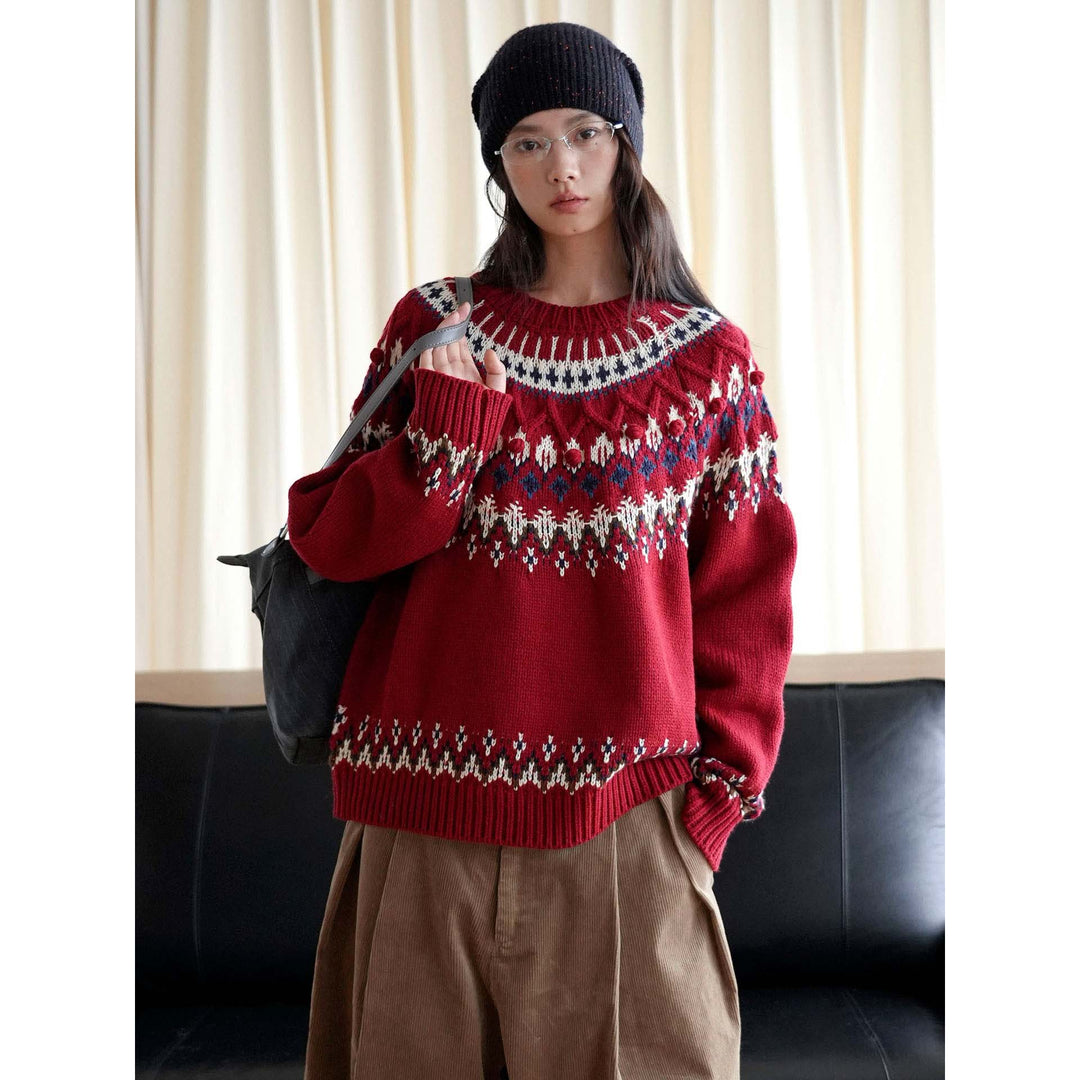 Damen Fair‑Isle Strickpullover mit Norweger‑Muster und Oversized‑Schnitt Shop Nory
