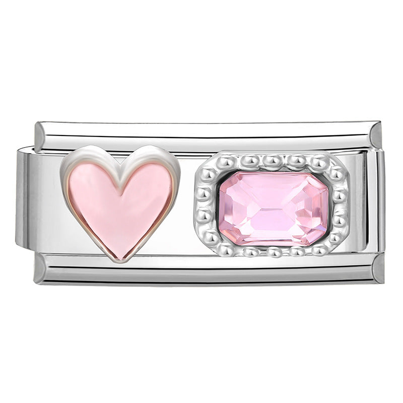 Modulare Charms-Anhänger mit Kristall-Schleife und Herzmotiven
