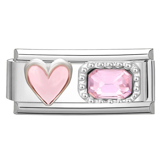 Modulare Charms-Anhänger mit Kristall-Schleife und Herzmotiven