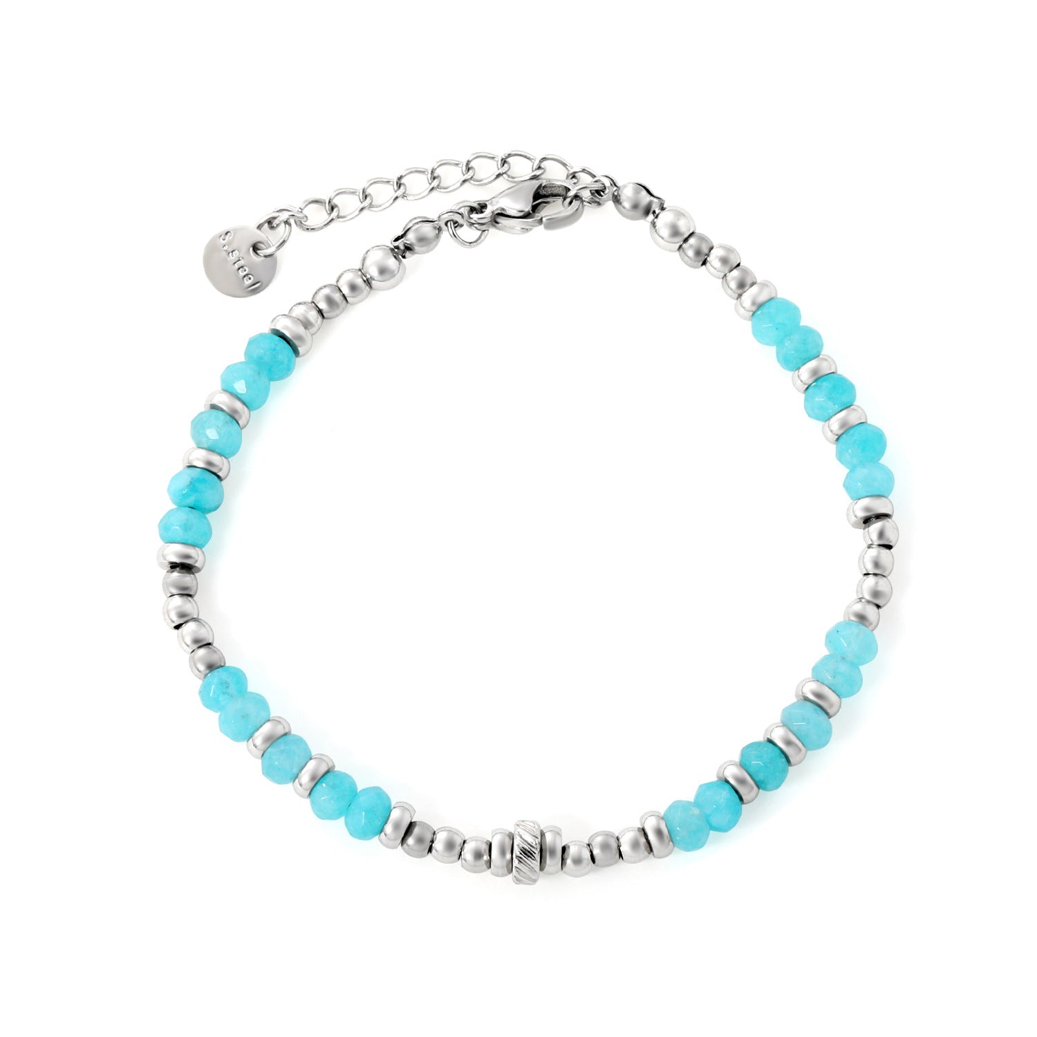 Damen stilvolles Armband mit bunten Aquamarin-Elementen und Edelstahl-Details Shop Nory