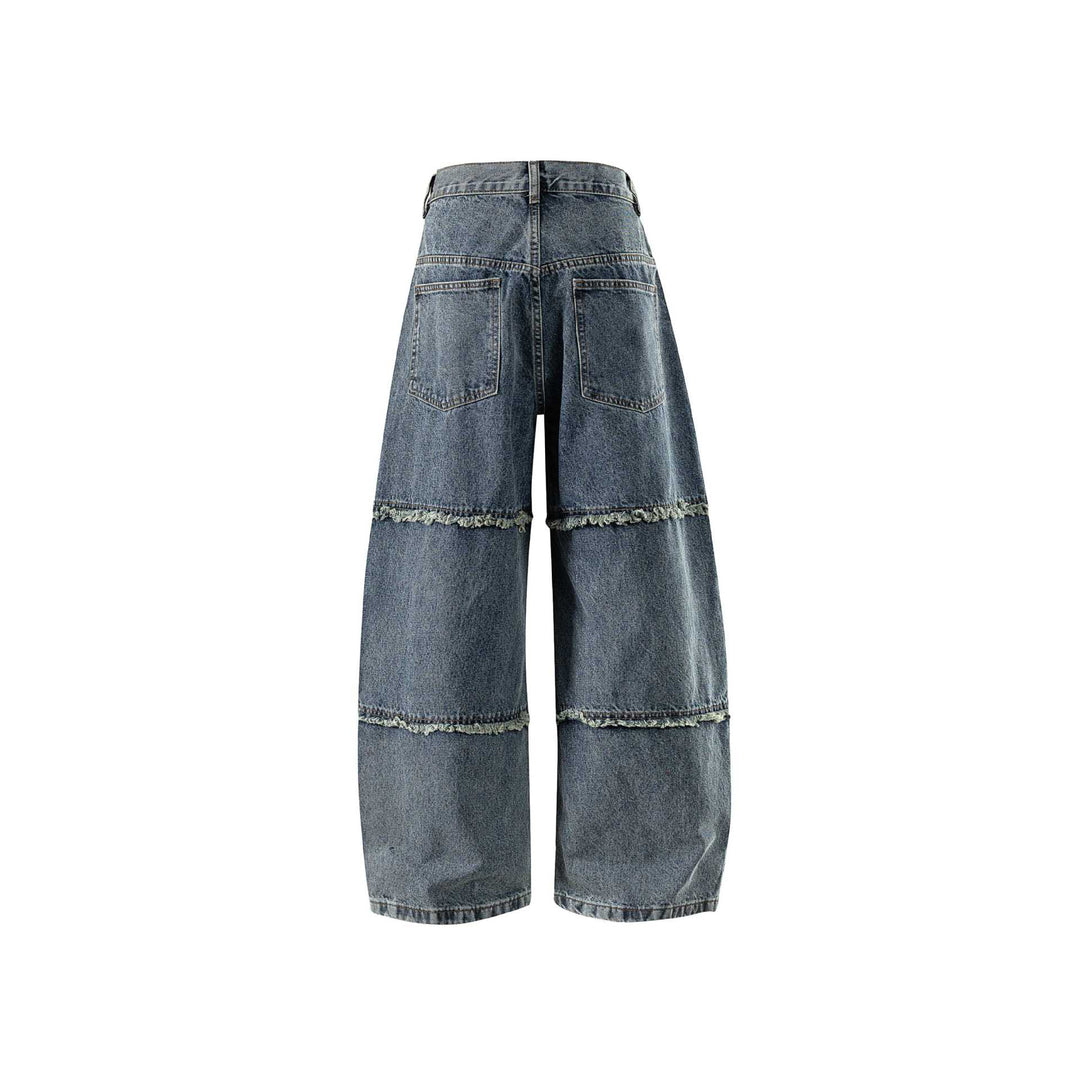 Damen High‑Waist Weite Denim-Culotte mit aufgesetzten Taschen und Fransen Shop Nory