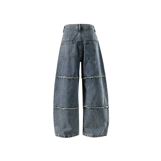 Damen High‑Waist Weite Denim-Culotte mit aufgesetzten Taschen und Fransen Shop Nory