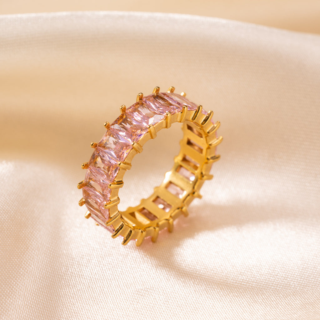 Damen Zarter Ring mit pinken Kristallen Shop Nory