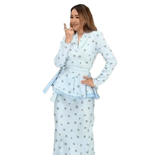 Damen Zweiteiliges Wickel‑Set mit Schößchenjacke und figurbetontem Maxirock Shop Nory