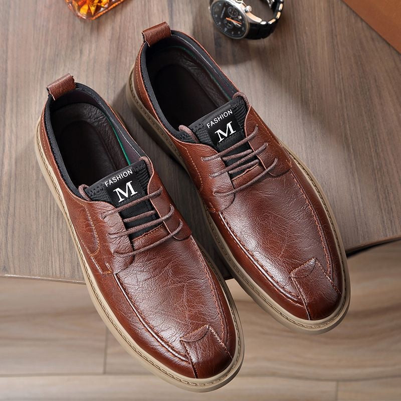 Herren Bequeme Leder Schnürschuhe mit rutschfester Sohle