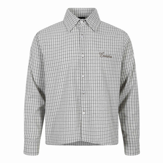 Herren Kariertes Gingham-Hemd mit Button-Down-Kragen und Bruststickerei Shop Nory