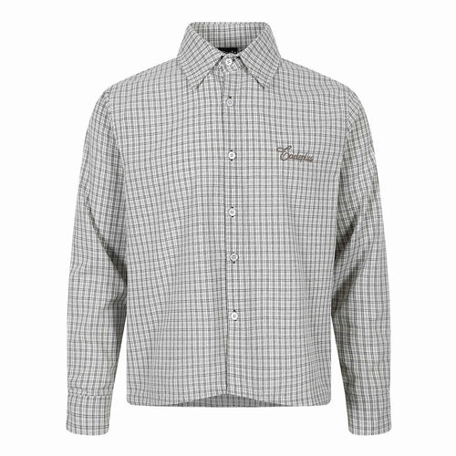 Herren Kariertes Gingham-Hemd mit Button-Down-Kragen und Bruststickerei Shop Nory