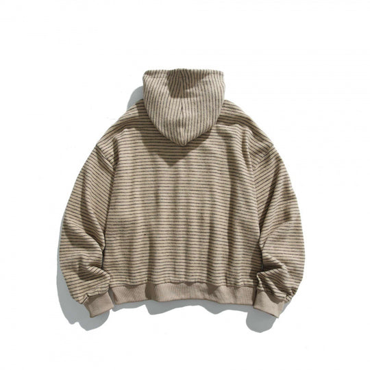 Unisex Boxy Kapuzen-Sweatjacke mit durchgehendem Reißverschluss, Streifenstruktur und geripptem Saum Shop Nory