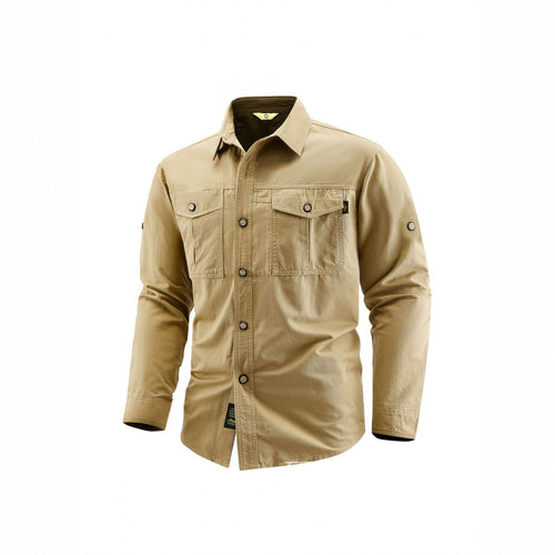 Herren Canvas-Overshirt im Field‑Style mit Brustklappen und durchgehender Knopfleiste Shop Nory