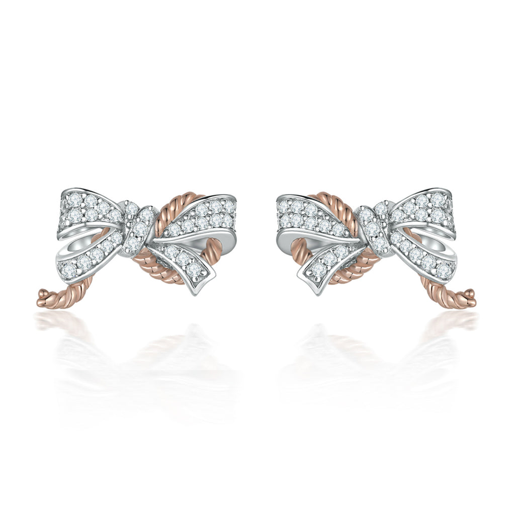 Damen OHRSTECKER im eleganten Schleifen-Design mit Zirkonia-Besatz Shop Nory