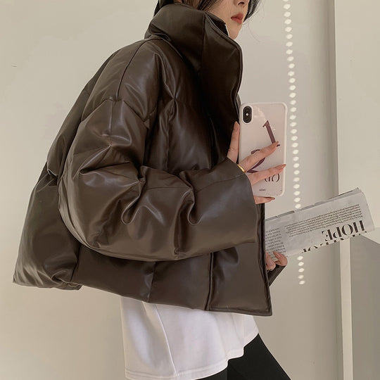 Damen Modische Lederdaunenjacke Shop Nory