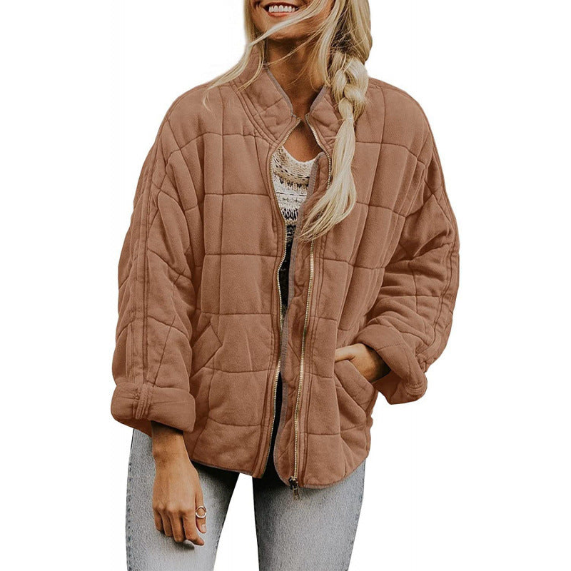 Damen Steppjacke im Oversized Schnitt mit Stehkragen und verdecktem Reißverschluss Shop Nory