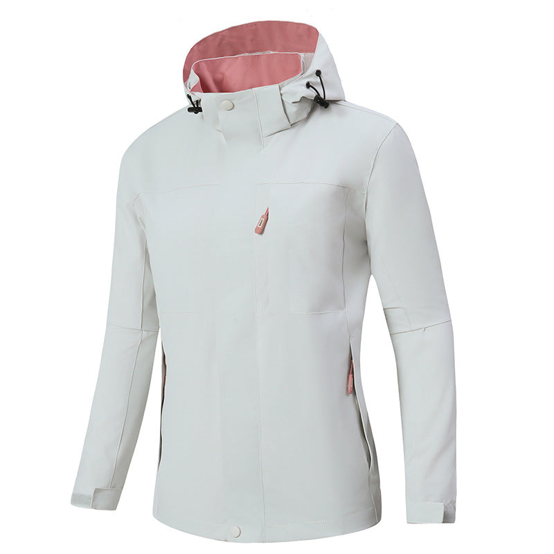 Herren Minimalistische wasserdichte Softshell‑Jacke mit kontrastfutter, verstellbarer Kapuze und verdeckten Reißverschlüssen Shop Nory