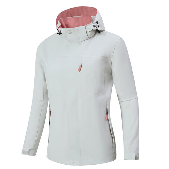 Herren Minimalistische wasserdichte Softshell‑Jacke mit kontrastfutter, verstellbarer Kapuze und verdeckten Reißverschlüssen Shop Nory
