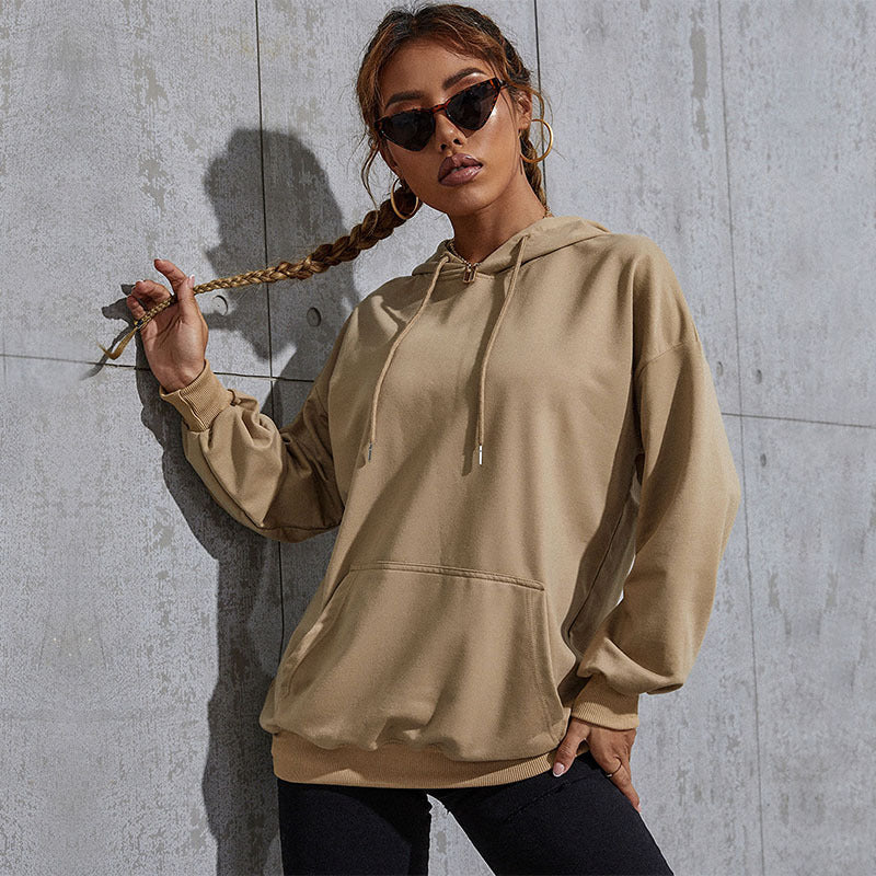 Damen Kapuzenpullover mit Statement-Backprint, Oversize‑Schnitt und gerippten Bündchen Shop Nory