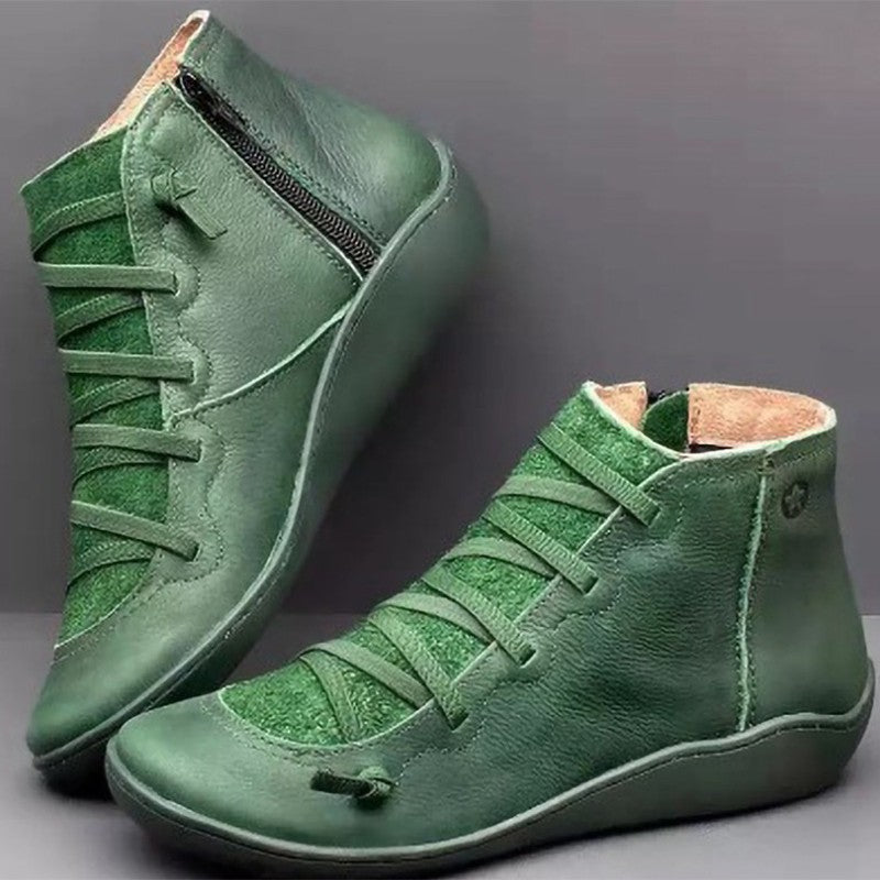 Damen Knöchelhohe Komfort-Boots mit elastischer Zier-Schnürung und seitlichem Reißverschluss Shop Nory
