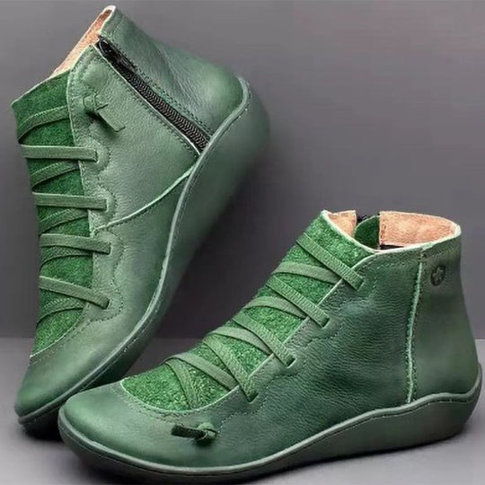 Damen Knöchelhohe Komfort-Boots mit elastischer Zier-Schnürung und seitlichem Reißverschluss Shop Nory
