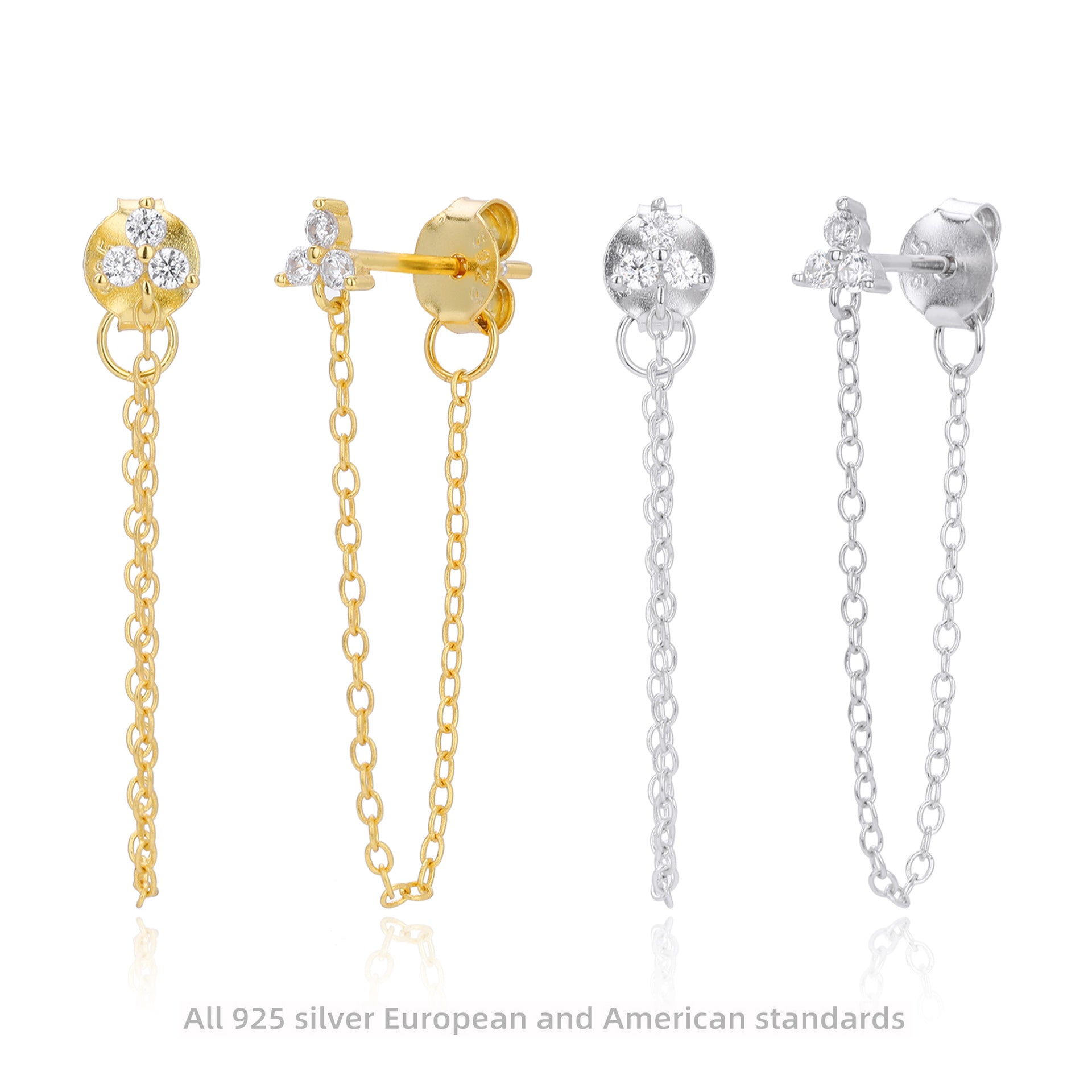 Damen Ohrhänger mit funkelndem Zirkon und eleganter Kette Shop Nory
