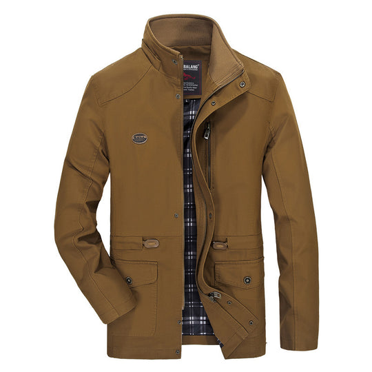 Herren mittellanger Parka mit Kapuze, kariertem Innenfutter und Taillenkordel Shop Nory