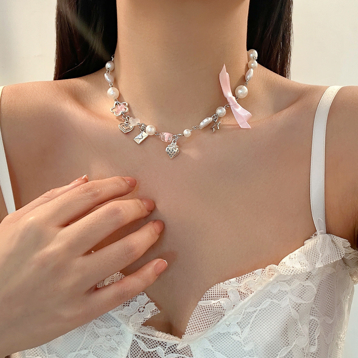 Damen mehrlagige Boho-Halskette mit Anhängermotiven Shop Nory