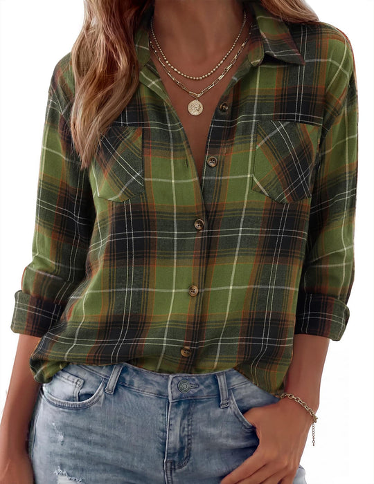 Damen Karierte Oversize-Hemdjacke aus Flanell mit Brusttaschen Shop Nory