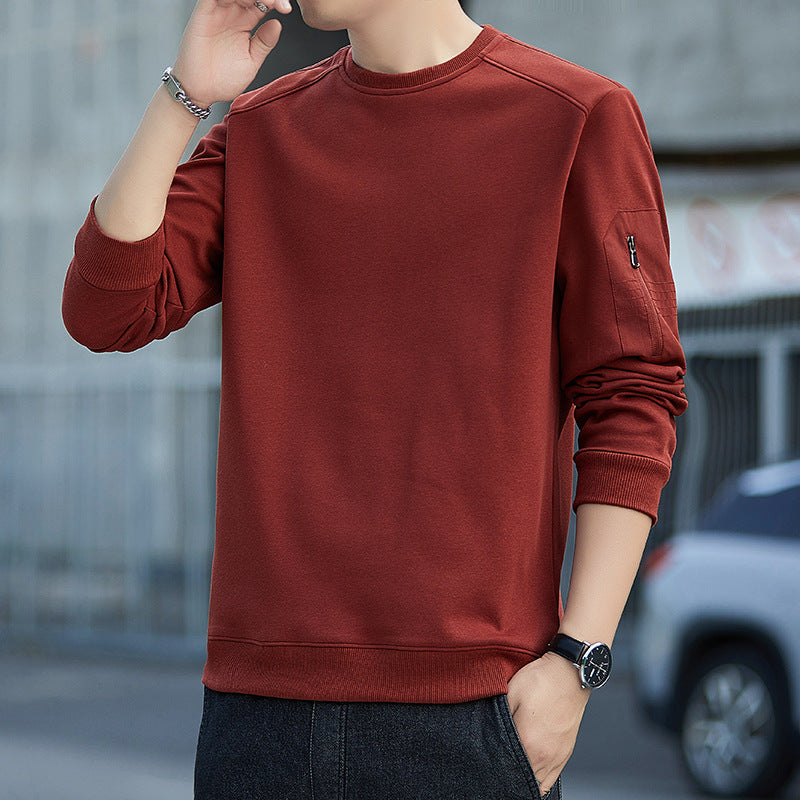 Herren Minimalistisches Sweatshirt mit Raglanärmeln und Reißverschluss-Ärmeltasche Shop Nory