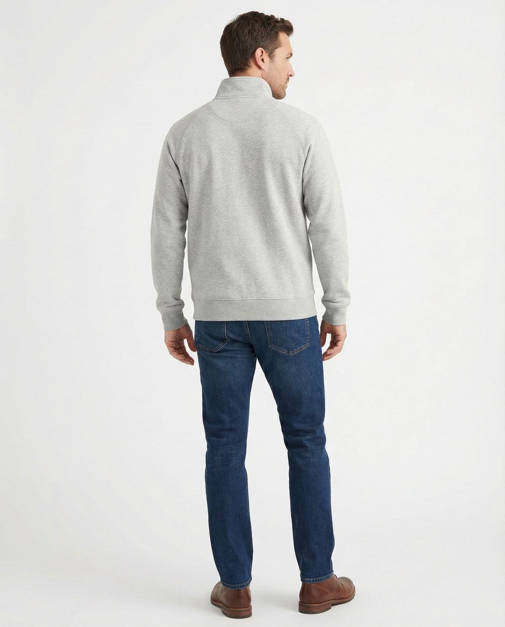 Herren strukturierte Stehkragen-Sweatjacke mit Raglanärmeln und durchgehendem Reißverschluss Shopnory