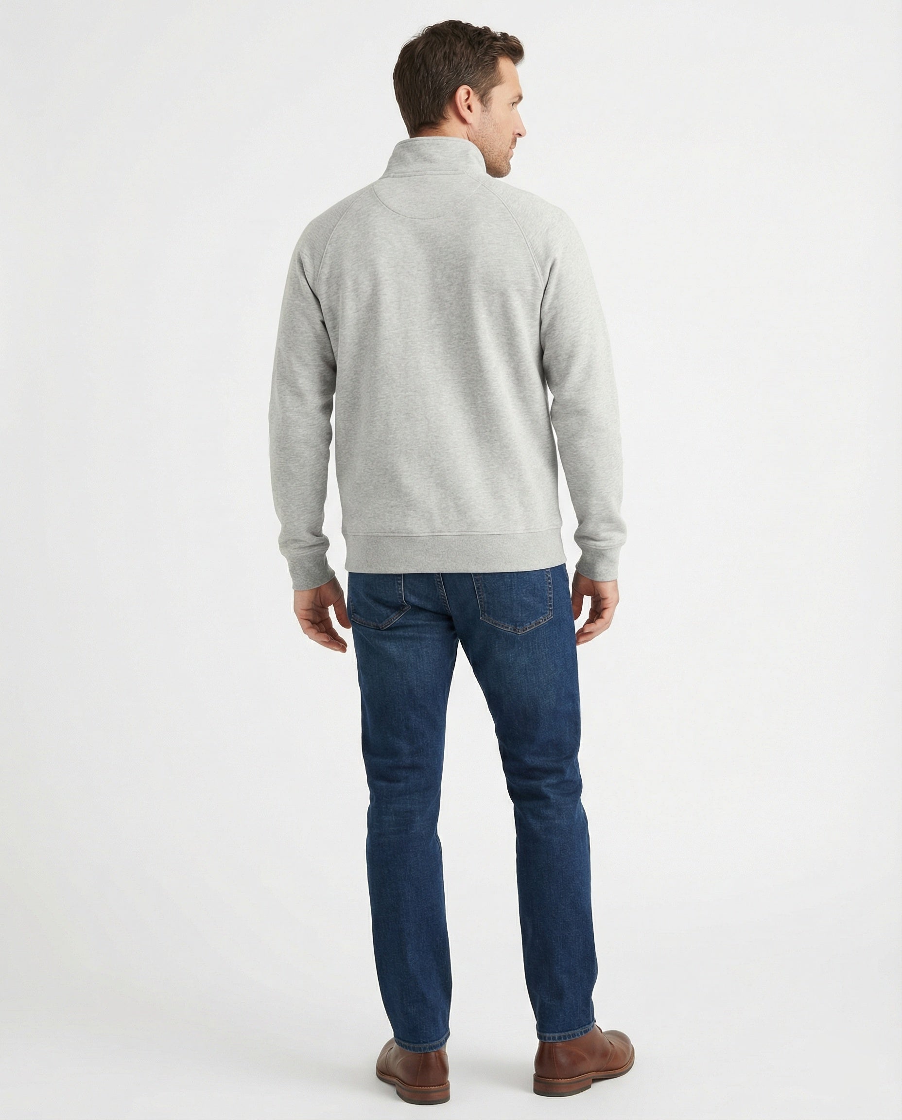 Herren strukturierte Stehkragen-Sweatjacke mit Raglanärmeln und durchgehendem Reißverschluss Shopnory
