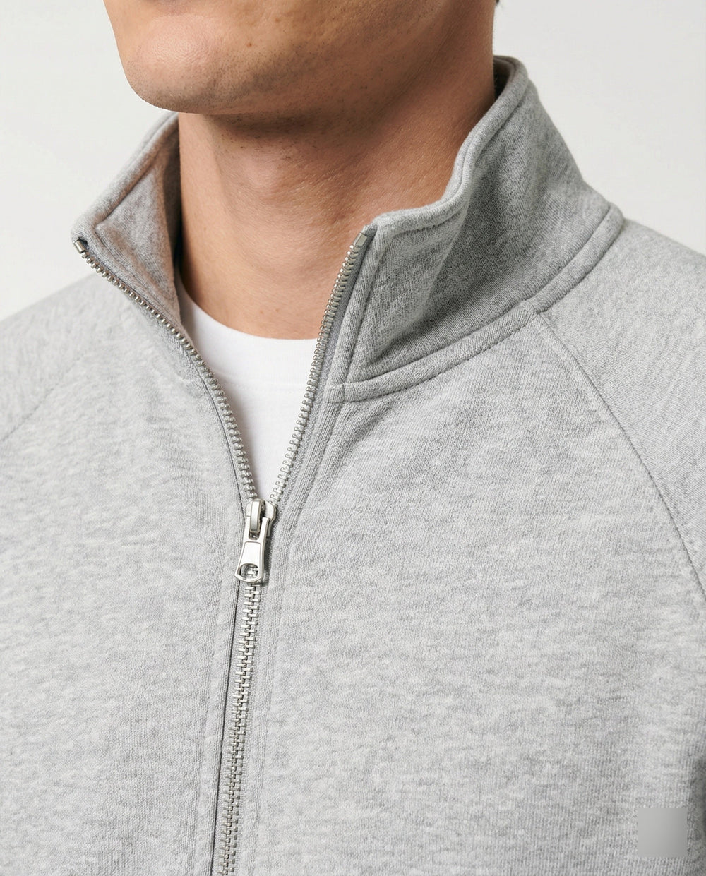 Herren strukturierte Stehkragen-Sweatjacke mit Raglanärmeln und durchgehendem Reißverschluss Shopnory
