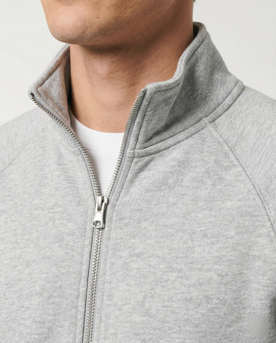 Herren strukturierte Stehkragen-Sweatjacke mit Raglanärmeln und durchgehendem Reißverschluss Shopnory