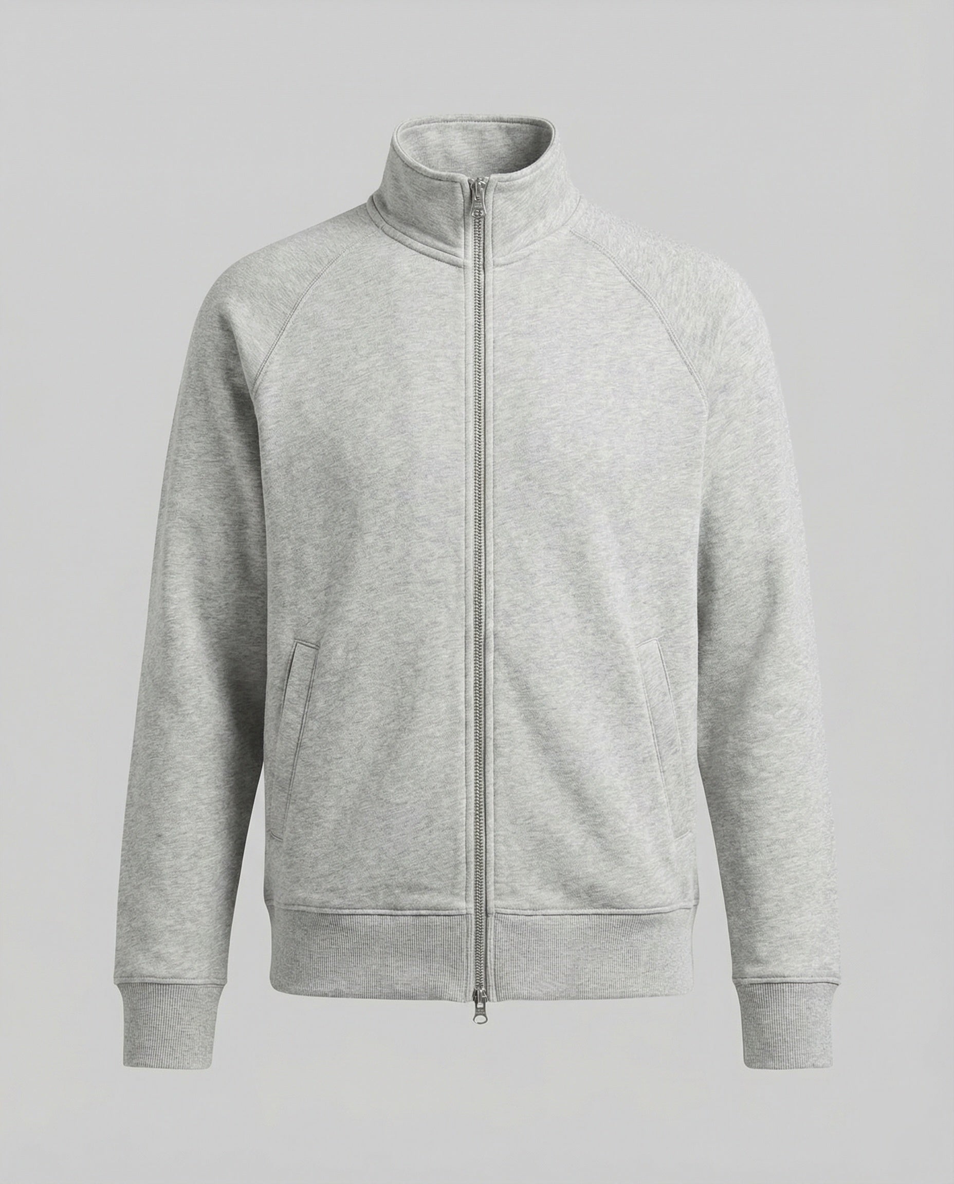 Herren strukturierte Stehkragen-Sweatjacke mit Raglanärmeln und durchgehendem Reißverschluss Shopnory