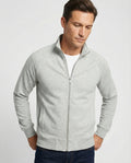Herren strukturierte Stehkragen-Sweatjacke mit Raglanärmeln und durchgehendem Reißverschluss Shopnory