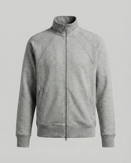 Herren strukturierte Stehkragen-Sweatjacke mit Raglanärmeln und durchgehendem Reißverschluss Shopnory