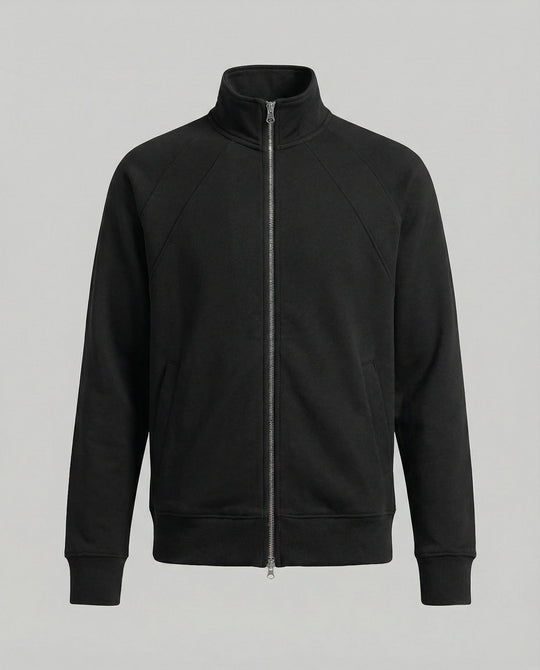 Herren strukturierte Stehkragen-Sweatjacke mit Raglanärmeln und durchgehendem Reißverschluss Shopnory