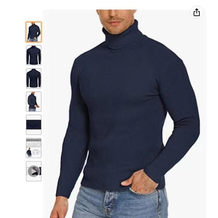 Herren Stehkragen Pullover aus ribbeltem Strick
