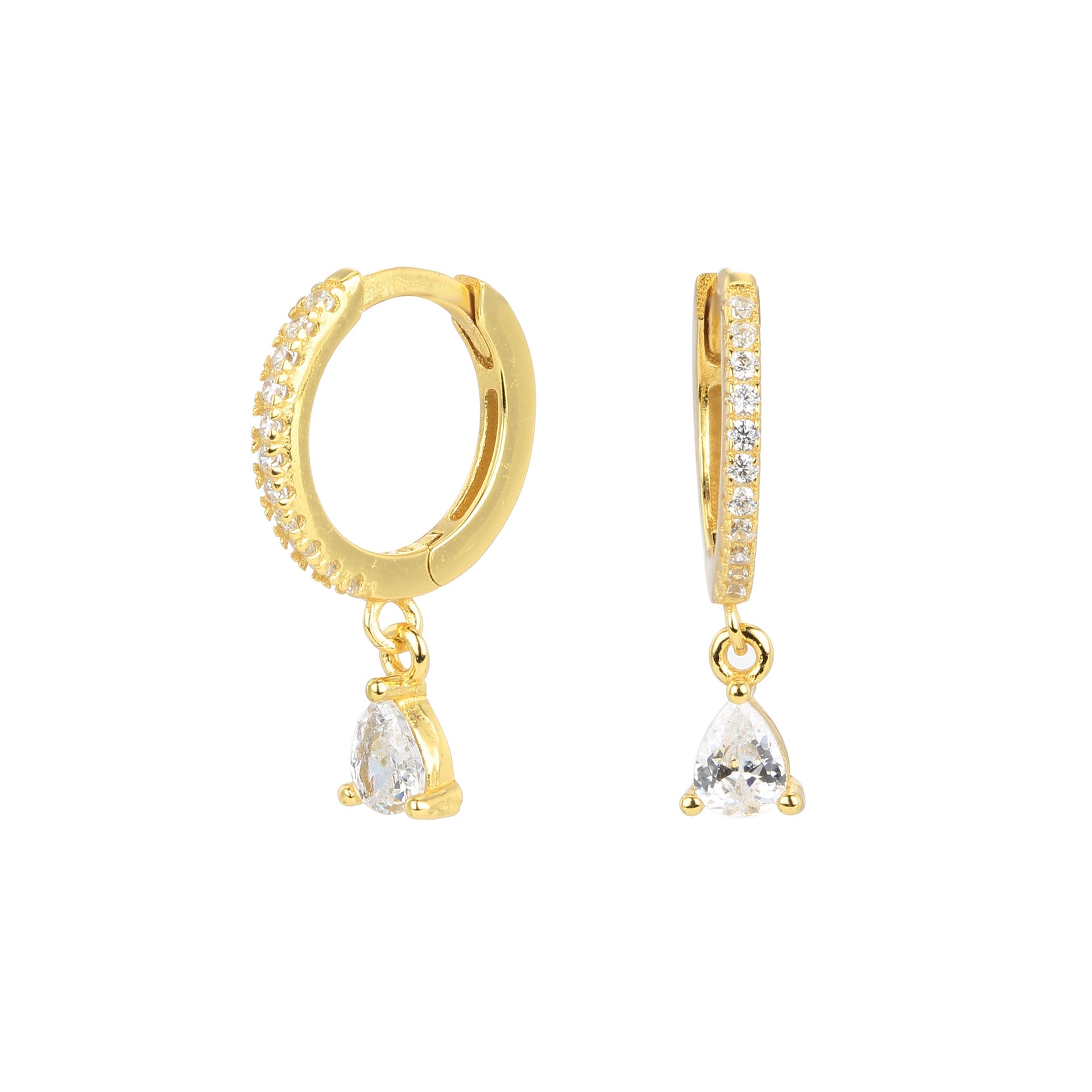Damen Creolenohrringe mit funkelnden Aqua-Zirkon-Anhängern Shop Nory