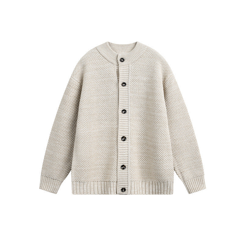 Damen Strukturiertes Oversize-Strickcardigan mit Rundhals und durchgehender Knopfleiste Shop Nory