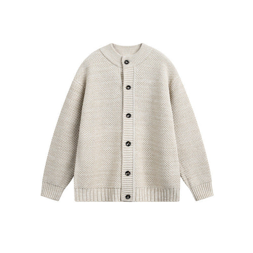Damen Strukturiertes Oversize-Strickcardigan mit Rundhals und durchgehender Knopfleiste Shop Nory
